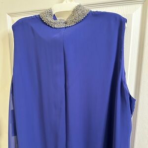 Blue dress with beaded collar